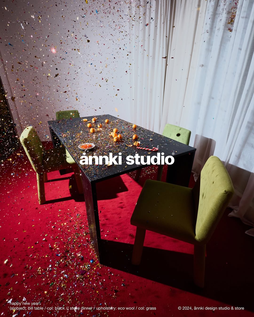 mood: afterparty! 

———
«праздник, наверное, будет, банкет. пожалуйста, приглашайте, мы придём. мне бутерброд с черной икрой» / цитата в.в.жириновский 

———
(a)objects:
- bill table / col: black #bill_table 
- steve dinner / upholstery: eco wool / col: grass #steve_dinner_chair